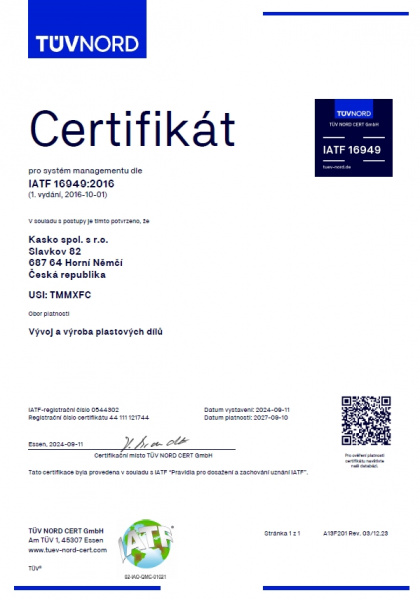 Certifikát pro systém managementu jakosti